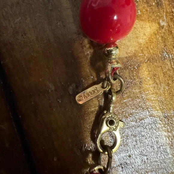 Monet Red Beaded Necklace and Earring Set - Picture 4 of 10